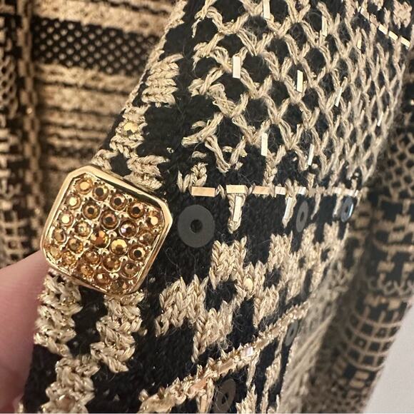 St. John Evening Gold and Black Embroidered Jacket Size Small - Picture 4 of 9